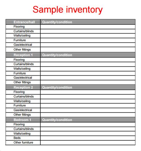 10+ Property Inventory Template | DocTemplates