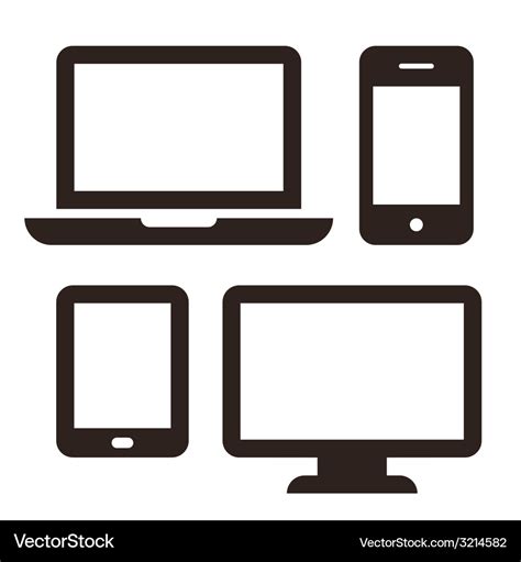 Laptop mobile phone tablet and monitor icon set Vector Image