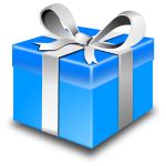 Humanoid purple gift box vector clip art | Free SVG