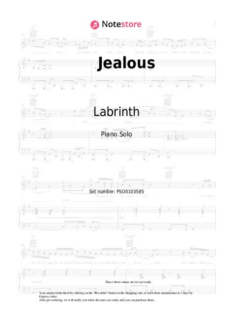 Jealous piano sheet music Labrinth in Note-Store.com | Piano.Solo SKU PSO0103585