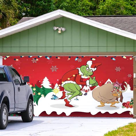 Amazon.com: Christmas Grin_chmas Garage Door Decoration,Merry Christmas Garage Door Banner Cover ...