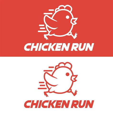 Modern vector design simple minimalist logo template of chicken run cartoon vector for brand ...