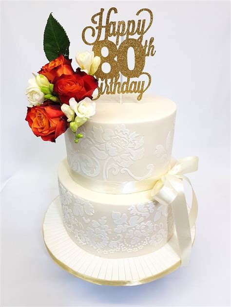 80th Birthday cake - Decorated Cake by Cake Addict - CakesDecor