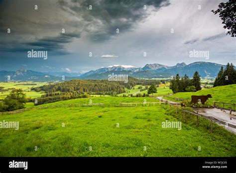 Germany, Bavaria, Allgaeu, Eisenberg castle, mountain view Stock Photo - Alamy