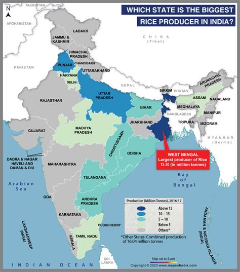 Map of India Showing the Biggest Rice Producing State - Answers