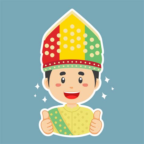 Happy Gorontalo Character Sticker 33488765 Vector Art at Vecteezy