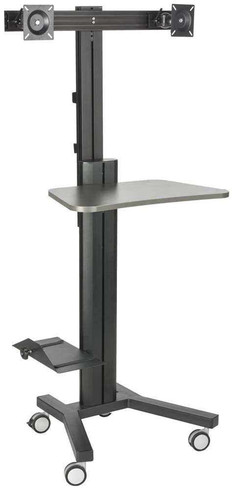 Dual Monitor Sit Stand Cart | Rotating & Tilting Brackets