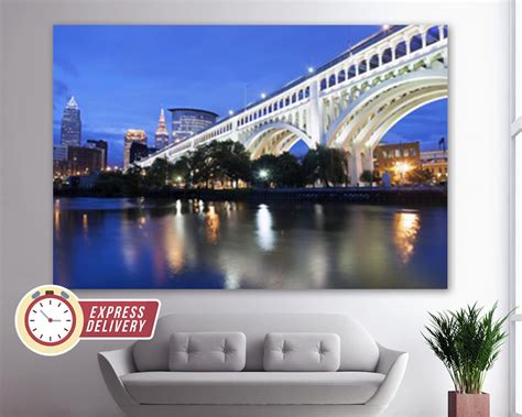 Cleveland Skyline Cleveland Canvas Print Cleveland Wall Art - Etsy