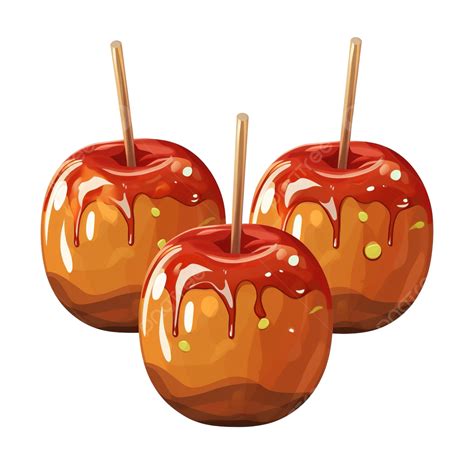 Caramel Apples Vector Illustration, Halloween Festive Food Vector Illustration, Halloween Food ...