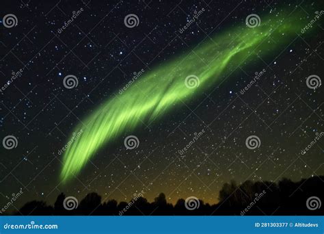 Luminous Green Comet Tail Against a Starry Sky Stock Illustration ...