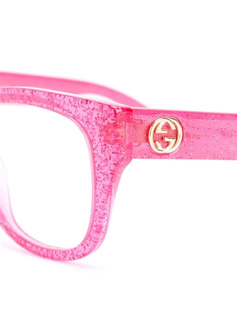 Gucci Transparent Glitter Square Glasses in Pink/Purple (Pink) - Lyst