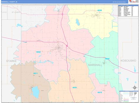 Marshall County, IN Wall Map Color Cast Style by MarketMAPS - MapSales