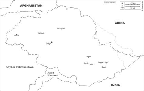 Gilgit-Baltistan free map, free blank map, free outline map, free base map boundaries, main ...