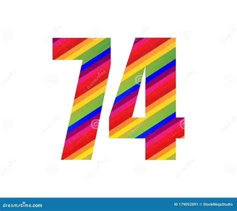 74 Number Rainbow Style Numeral Digit. Colorful Number Vector Illustration Stock Vector ...