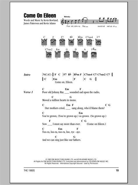 Come On Eileen by Dexy's Midnight Runners - Guitar Chords/Lyrics ...