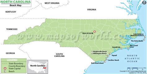 North Carolina Beaches Map, Best Beaches in North Carolina (NC)