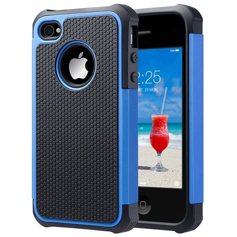 iPhone 4 Case, iPhone 4S Case, ULAK Hybrid Dual Layer Protective Case Cover with Hard Plastic ...