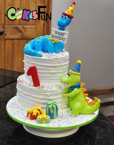 Dinosaur First Birthday Cake - Decorated Cake by Cakes - CakesDecor