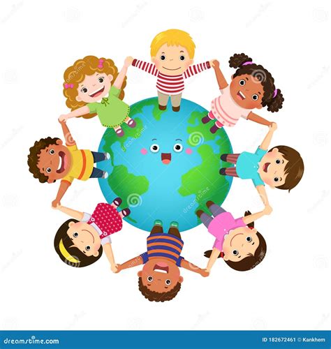 Multicultural Kids Holding Hands Together Around the World. Happy ...