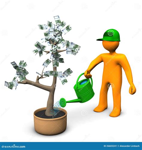 Man watering money tree stock image. Image of drawn, banking - 26603241