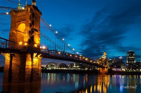 "John A. Roebling Suspension Bridge at Dusk" by thatche2 | Redbubble