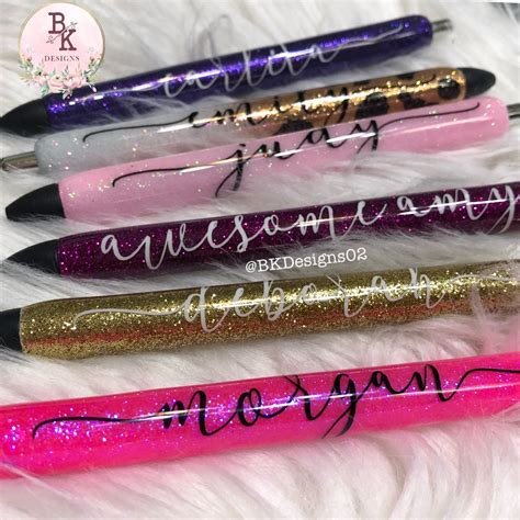 Glitter Personalized Gel Pens Custom Pens Custom Epoxy - Etsy Canada