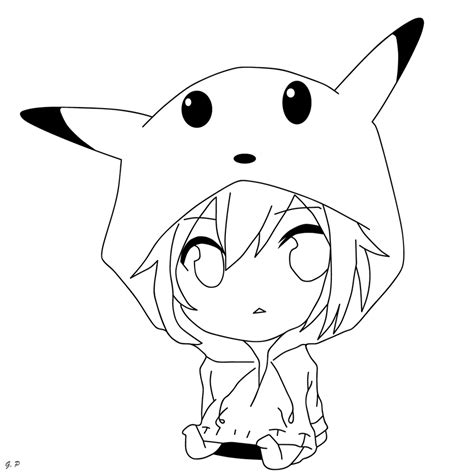 Chibi Pikachu Girl (Outline) by Geoffery10 on DeviantArt