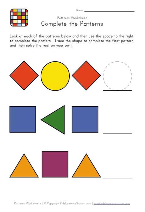 Completing Patterns Worksheets For Kindergarten - Cambridge Primary ...