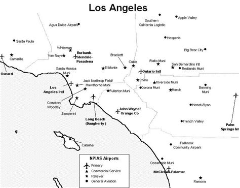 Los Angeles Area Airports Map - Los Angeles Airports