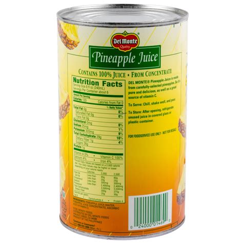 Del Monte 46 oz. Canned Pineapple Juice