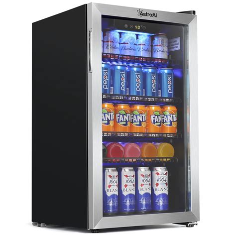 HOmeLabs Beverage Refrigerator And Cooler 120 Can Mini Fridge With Glass Door For Soda Beer Or ...