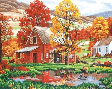 Autumn Farmhouse Paint By Numbers - Numeral Paint Kit