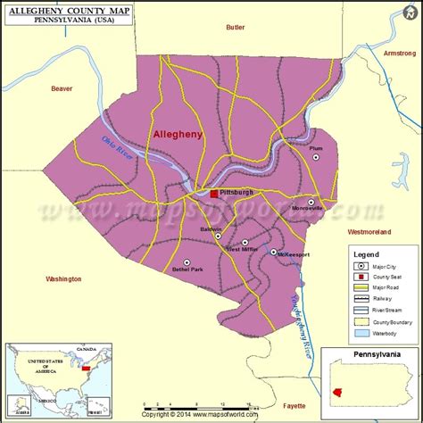 Allegheny County Map, Pennsylvania