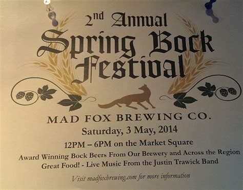 Spring Bock Beer Festival May 3rd at Mad Fox Brewery Company Falls Church, VA | inTysons