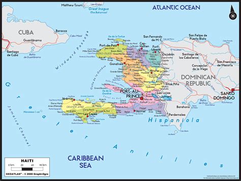 Haiti Political Wall Map | Maps.com.com