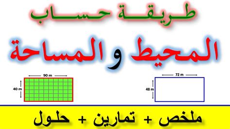 المحيط و المساحة / كيفية حساب محيط و مساحة المربع و المستطيل / شرح درس المساحة و المحيط - YouTube