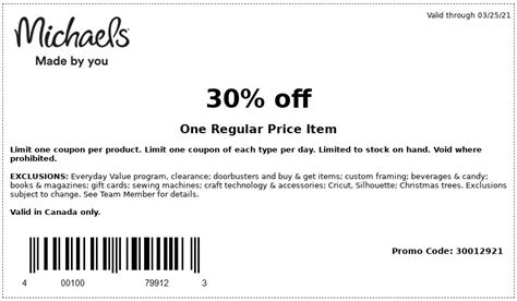 30% Off Coupon at Michaels in March 2021 - Canadian Coupons