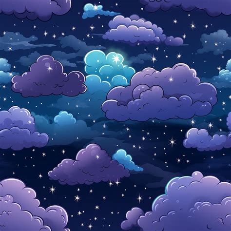 Premium AI Image | cartoon clouds and stars in the night sky