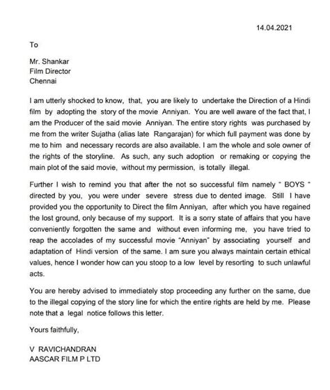 Anniyan producer sends a scathing letter, legal notice to director ...