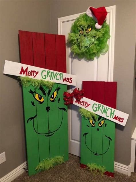 Diy Outdoor Christmas Decorations Grinch Porch Sign Cuteness