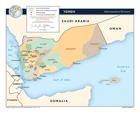 Large administrative divisions map of Yemen - 2012 | Yemen | Asia ...