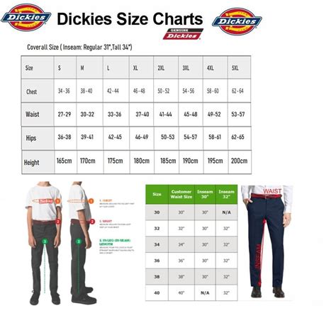 DICKIES SIZE CHART - Durasafe Shop