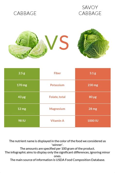 Cabbage vs. Savoy cabbage — Health Impact and Nutrition Comparison