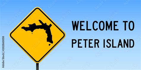 Peter Island map on road sign. Wide poster with Peter Island island map ...