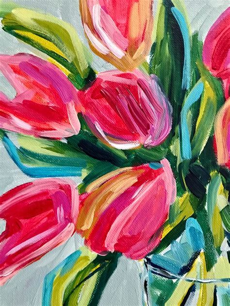 Flower Painting: How to Paint Tulips with Acrylic Paint on Canvas ...