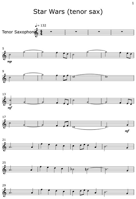 Star Wars (tenor sax) - Sheet music for Tenor Saxophone