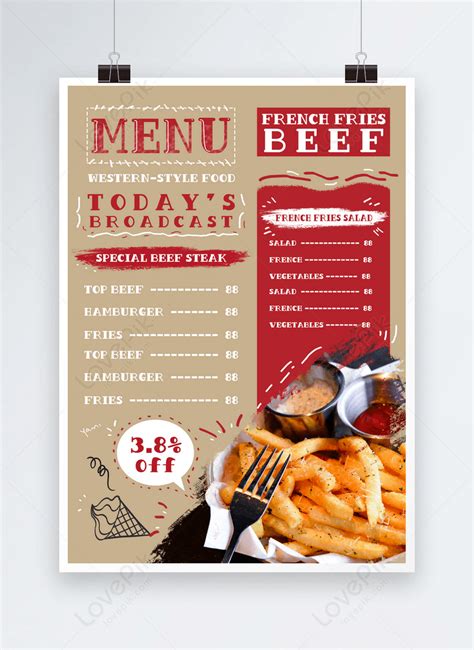 Creative simple french fries menu template image_picture free download ...