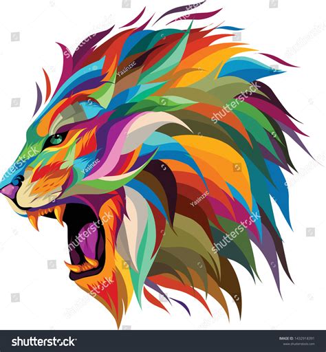 Lions Head Full Color Stock Vector (Royalty Free) 1432918391 | Shutterstock