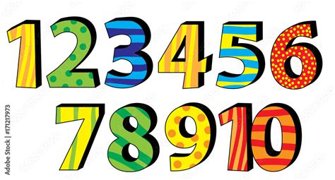 Nice colorful cartoon 3d numbers set for children 1-10 Stock Vector ...