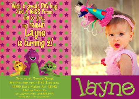 Barney Party Invitations - Print at Home - DIY by PrintedByMom on Etsy, $12.00 | Barney birthday ...